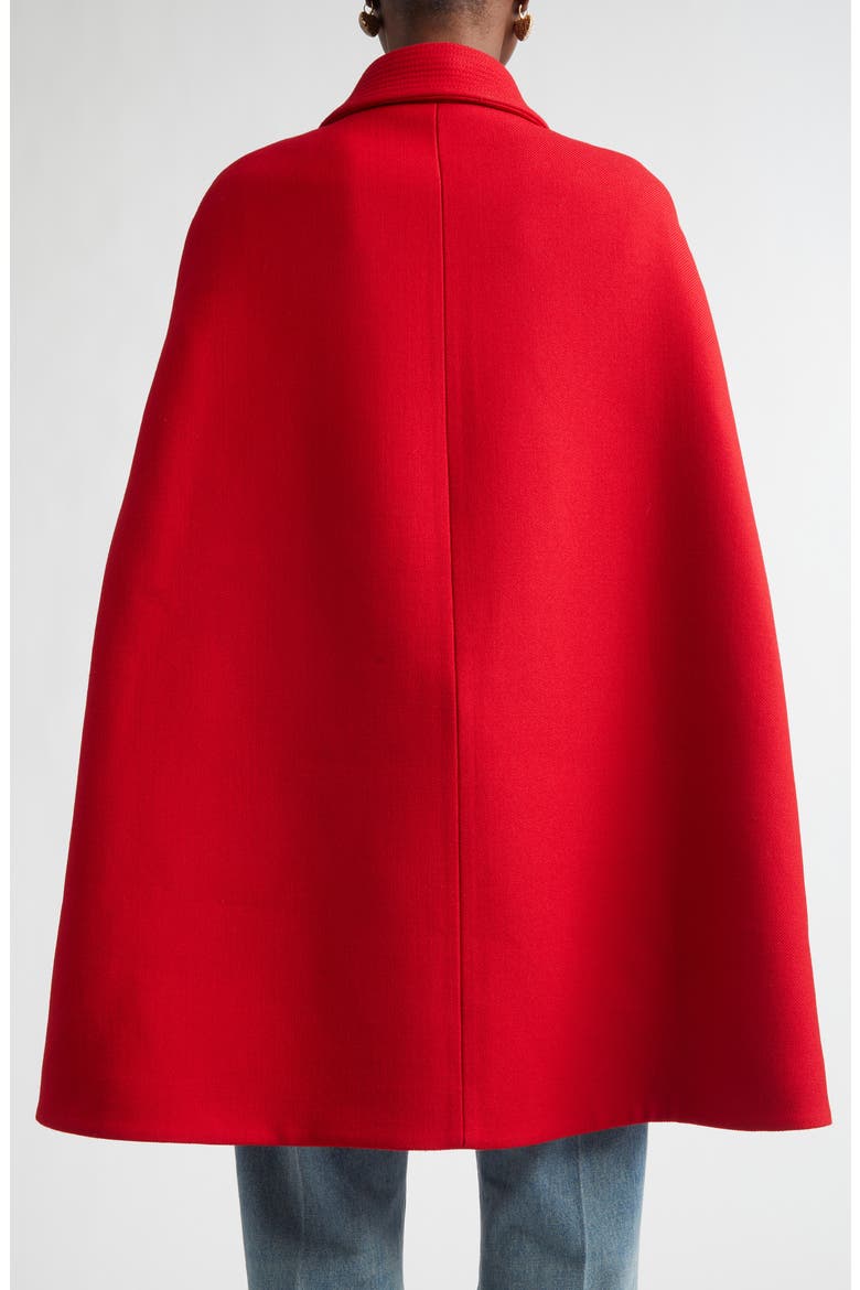 V-Detail Wool & Silk Double Drill Cape, Alternate, color, DEEP RED