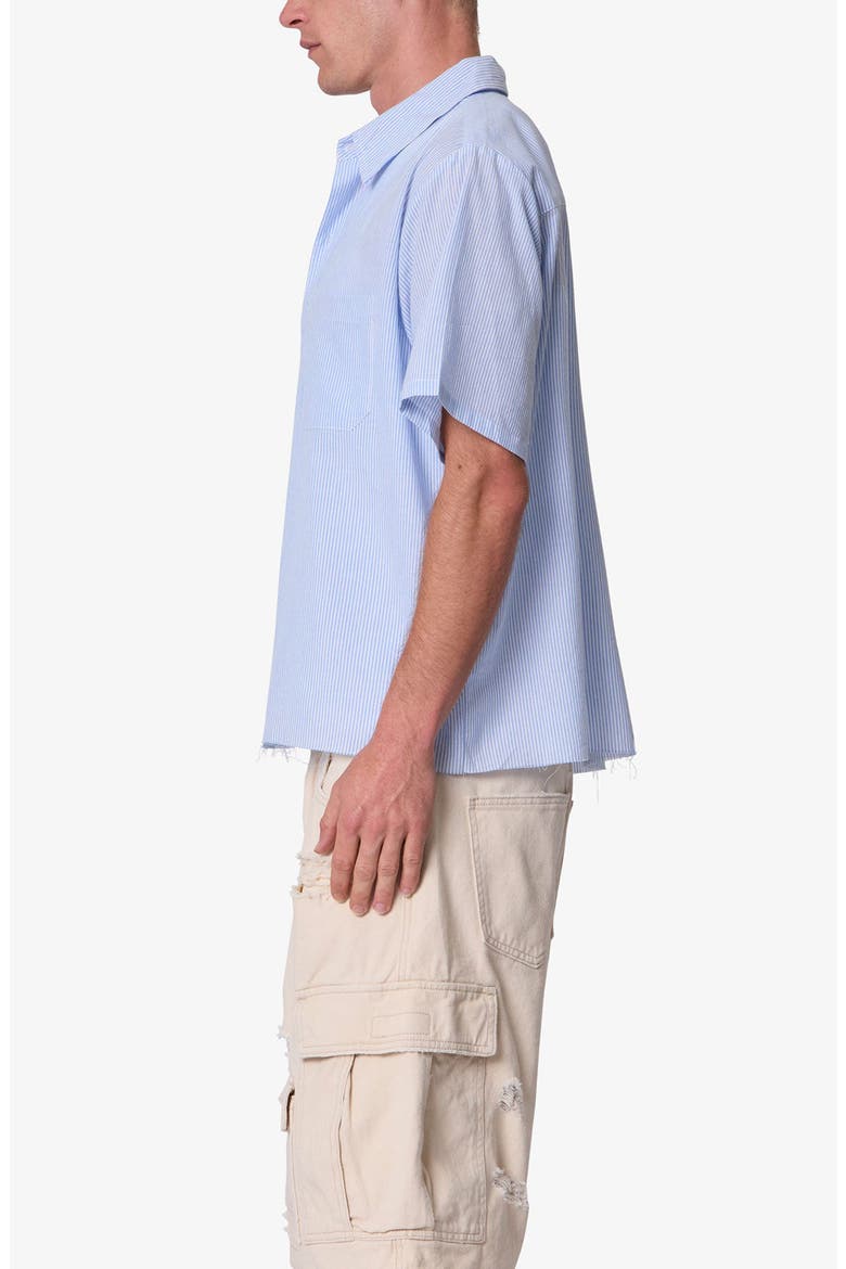 Striped Poplin Cropped Short Sleeve Shirt, Alternate, color, BLUE/ WHITE