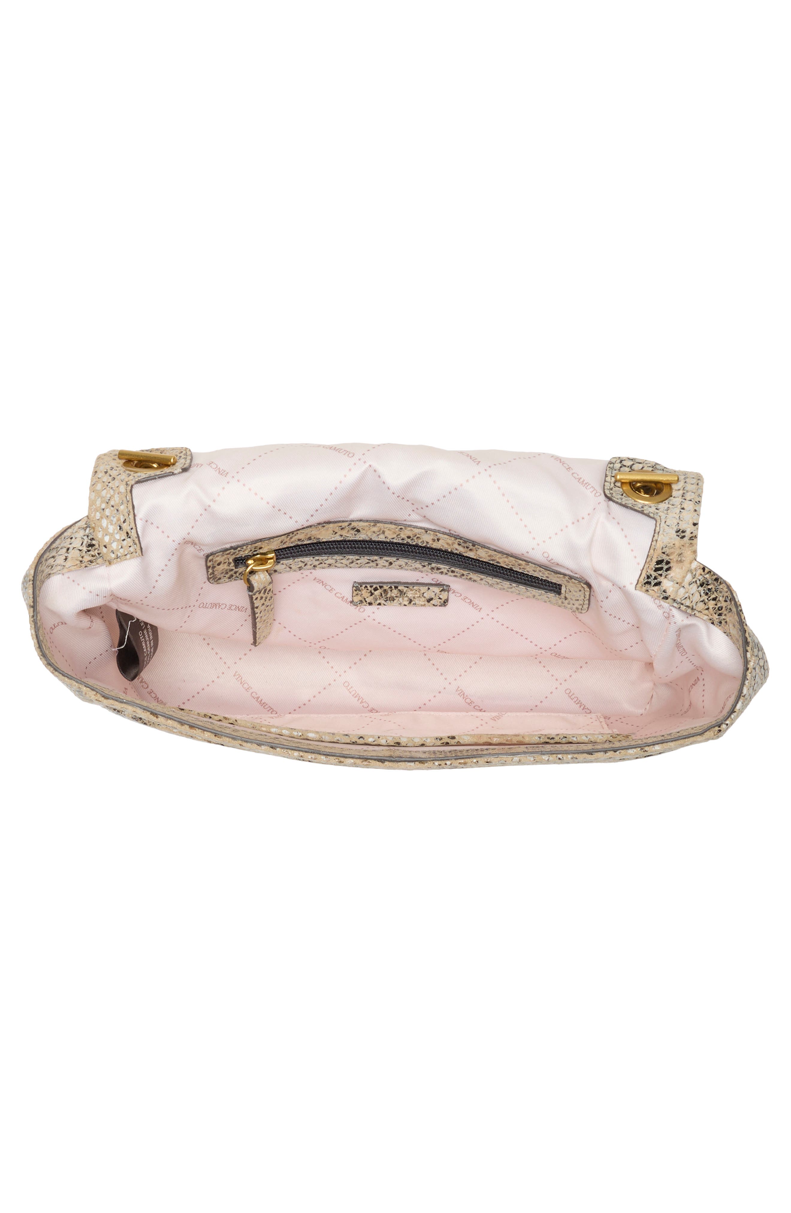 Mylah Snake Embossed Leather Shoulder Bag, Alternate, color, MILK TEA WARM VANILLA SNAKE