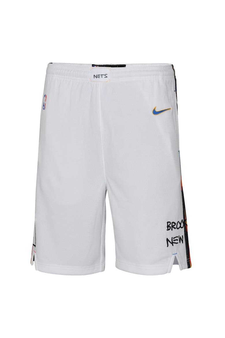 Youth Jordan Brand White Brooklyn Nets 2022/23 City Edition Swingman Shorts, Alternate, color, White