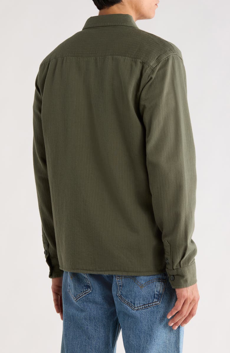 Billabong Fort Garage Stripe Cotton Herringbone Button-Up Shirt, Alternate, color, Olive