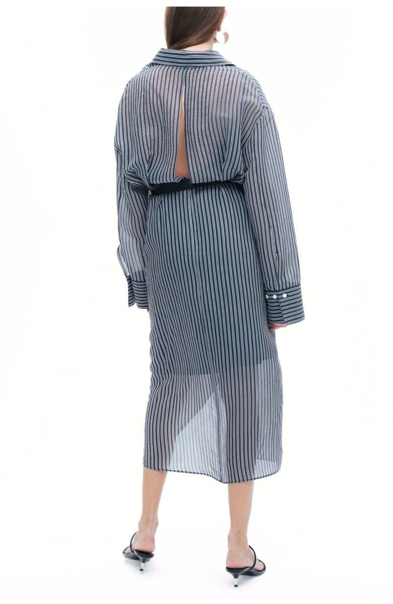 Nocturne Striped Sheer Shirt Dress, Alternate, color, 