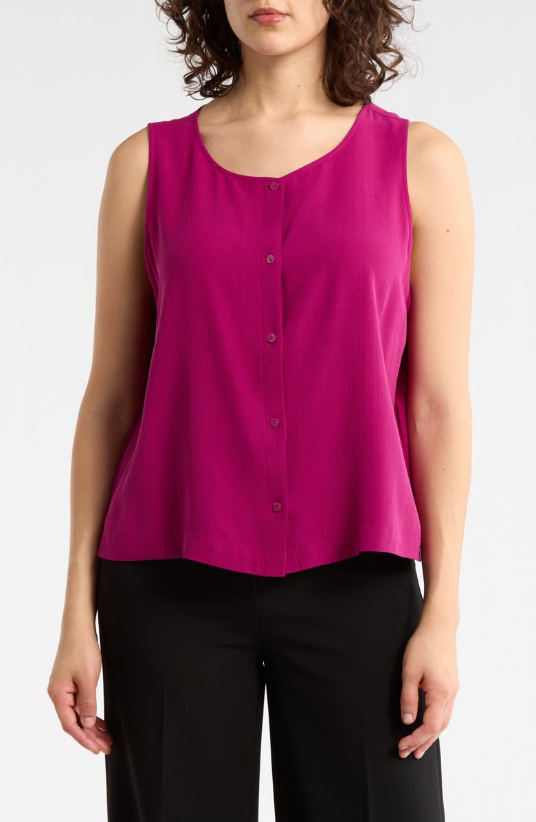 Eileen Fisher Button Front Silk Vest, Main, color, Sangria