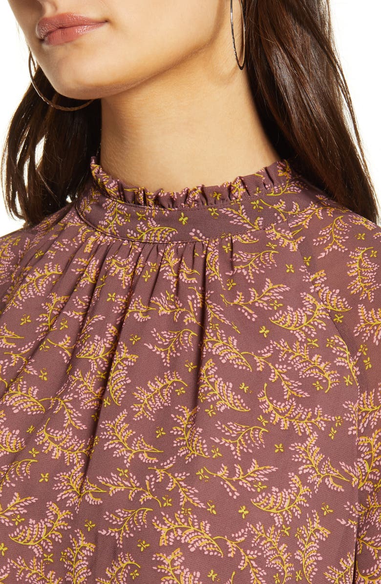 All in Favor Floral Print Long Sleeve Prairie Dress, Alternate, color, 