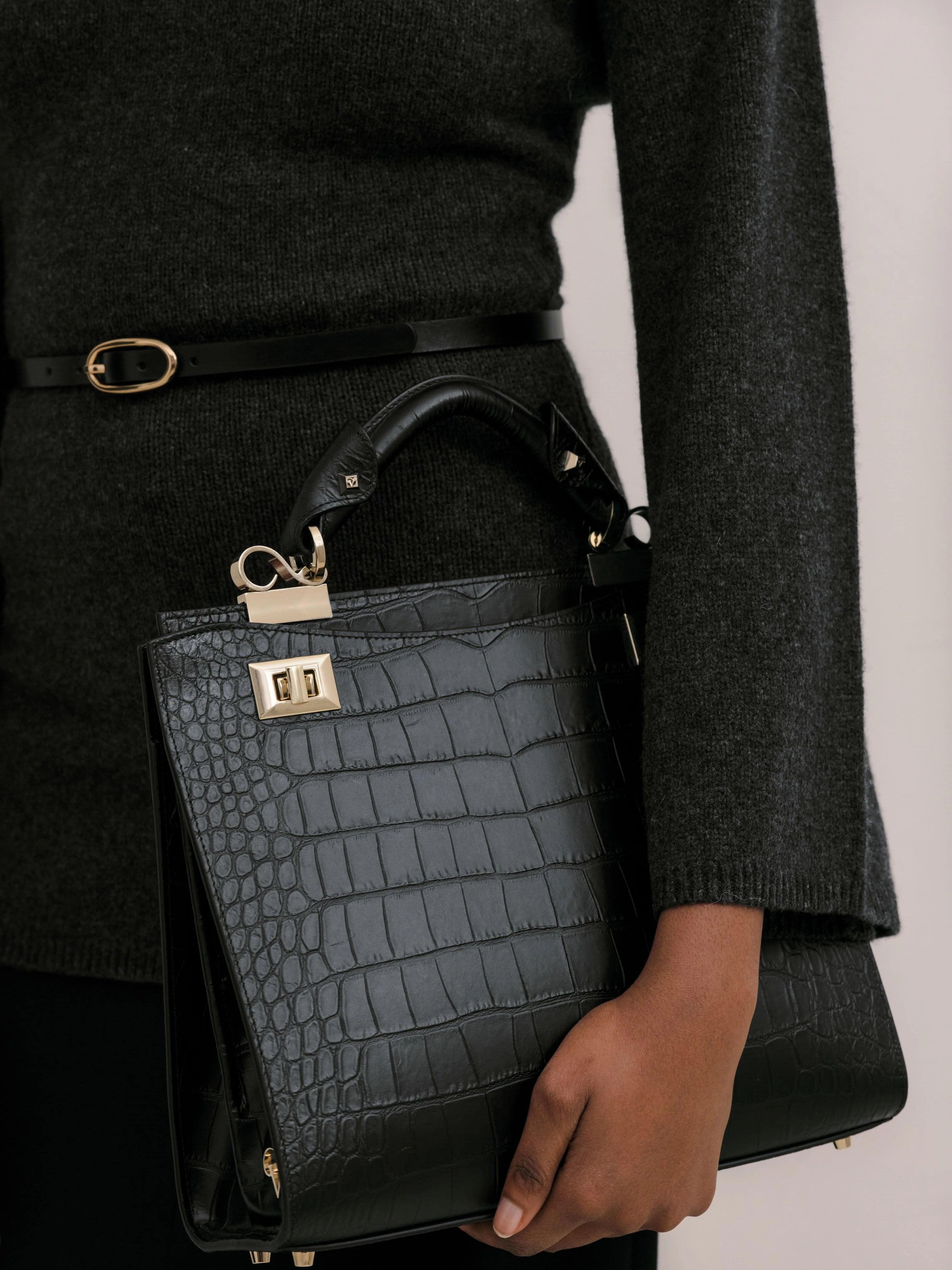 VIE LORIE Veronika Top Handle Bag, Alternate, color, Onyx