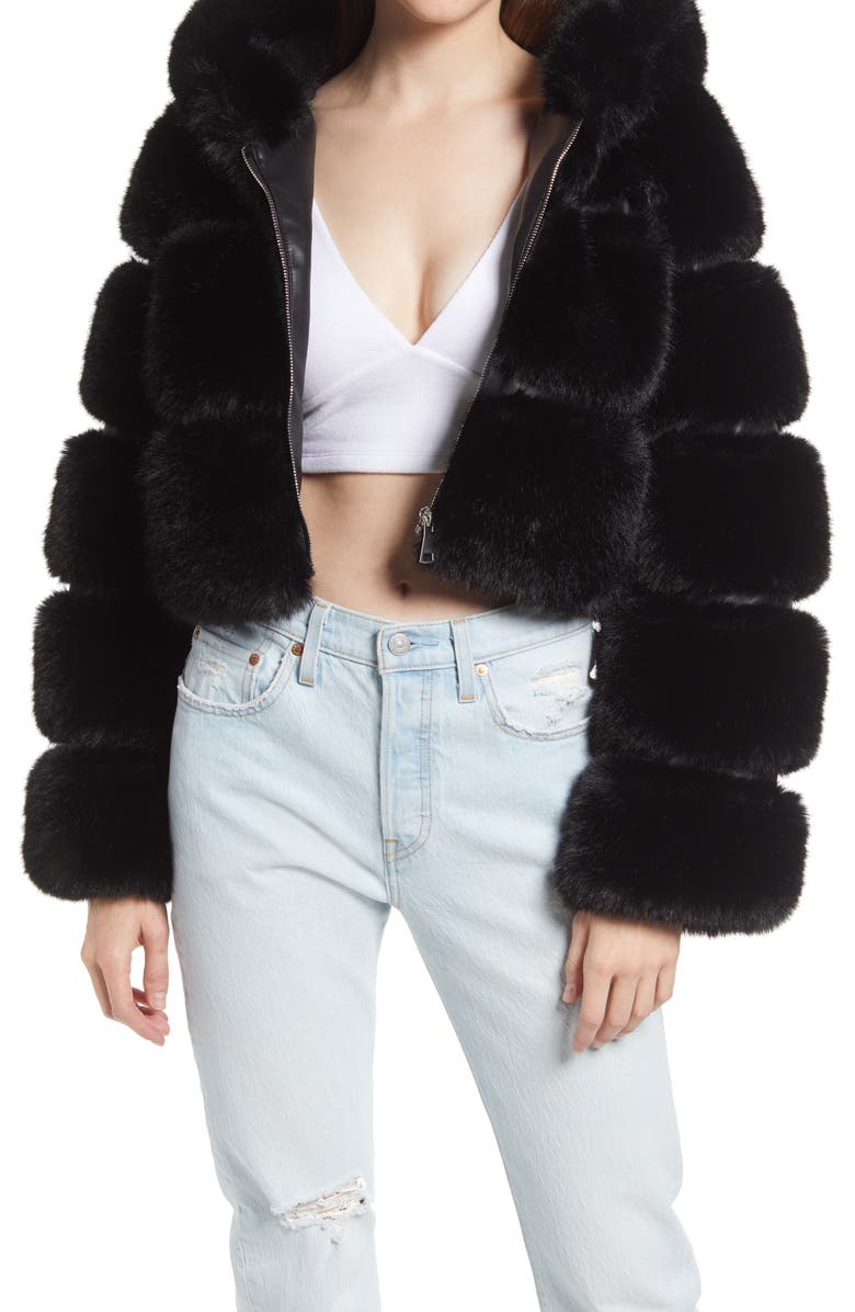 AZALEA WANG Faux Fur Puffer Jacket, Main, color, 