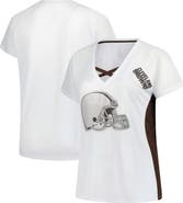 FANATICS Women's Fanatics White Cleveland Browns Plus Size Glitter Lace-Up V- Neck T-Shirt