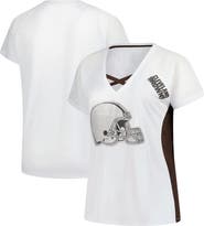 FANATICS Women's Fanatics White Cleveland Browns Plus Size Glitter Lace-Up V- Neck T-Shirt