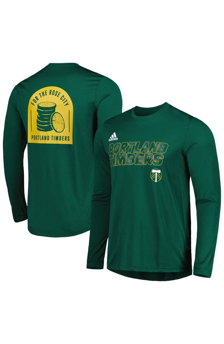 adidas Men's adidas Green Portland Timbers Jersey Hook AEROREADY Long Sleeve T-Shirt, Main, color, 