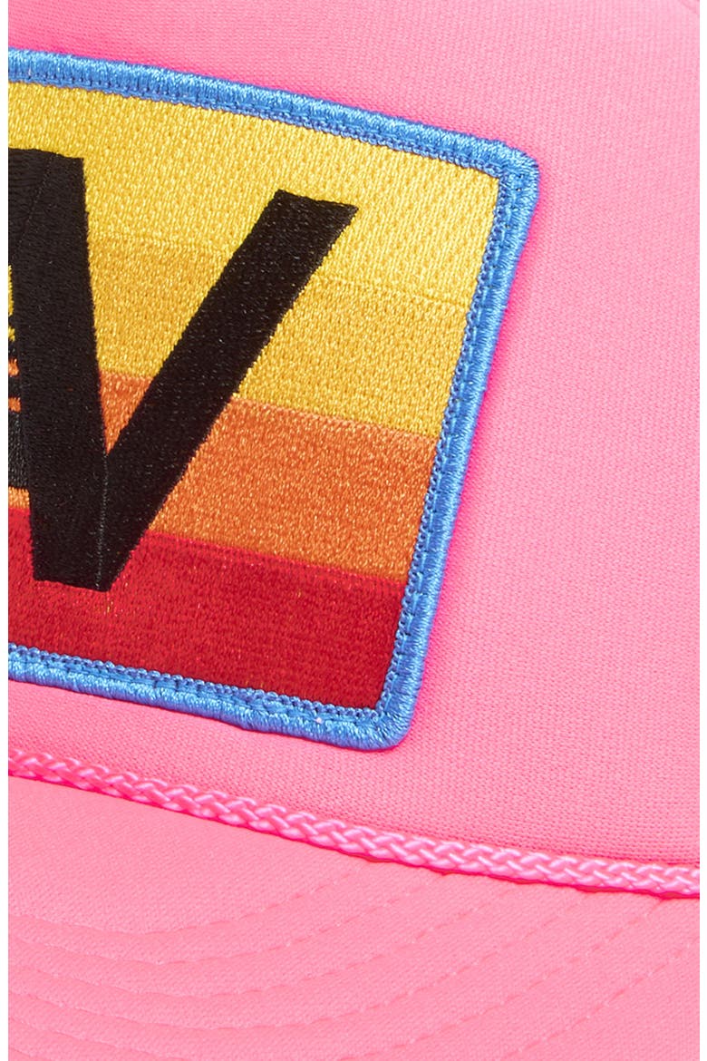 Logo Rainbow Trucker Hat, Alternate, color, NEON PINK