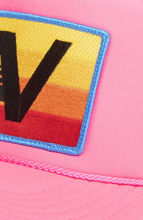 Aviator Nation Logo Rainbow Trucker Hat In Pink