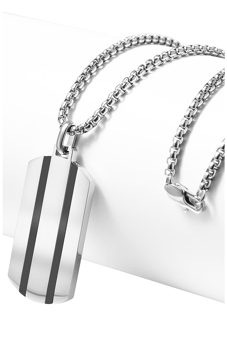 Men's Stripe Dog Tag Pendant Necklace, Alternate, color, SILVER