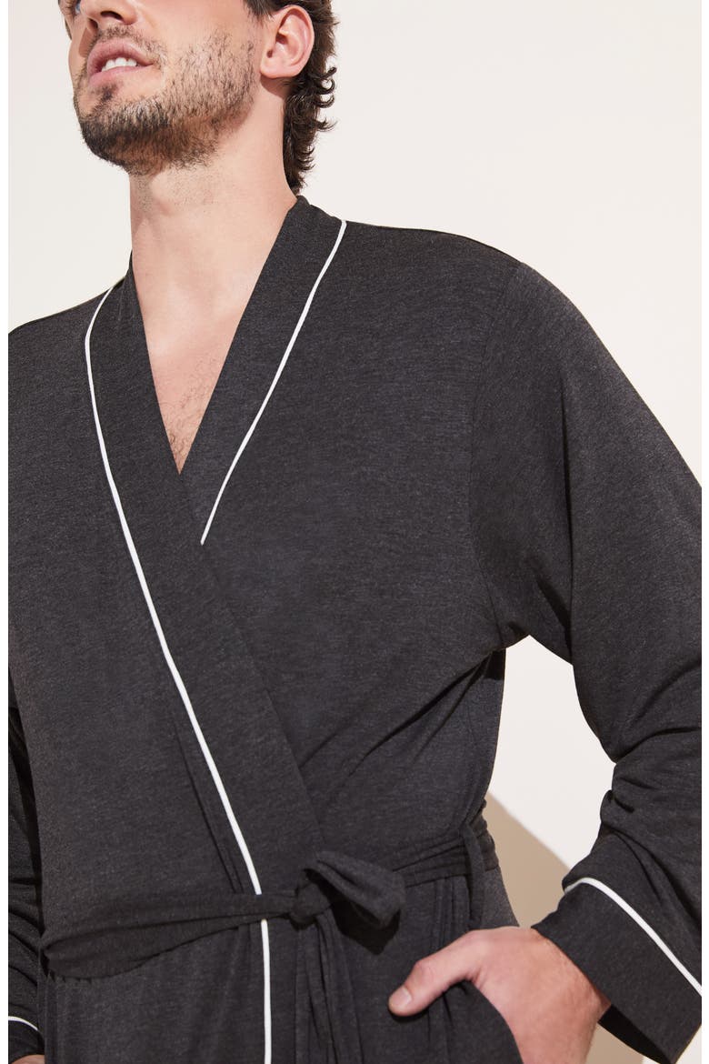 William Stretch Tencel® Modal Robe, Alternate, color, CHARCOAL HEATHER/ IVORY