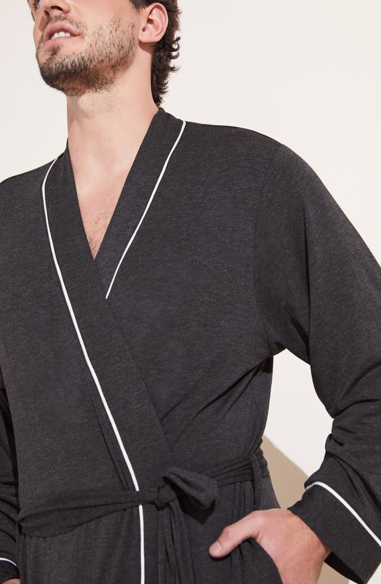 Eberjey William Stretch Tencel<sup>®</sup> Modal Robe, Alternate, color, Charcoal Heather/ Ivory