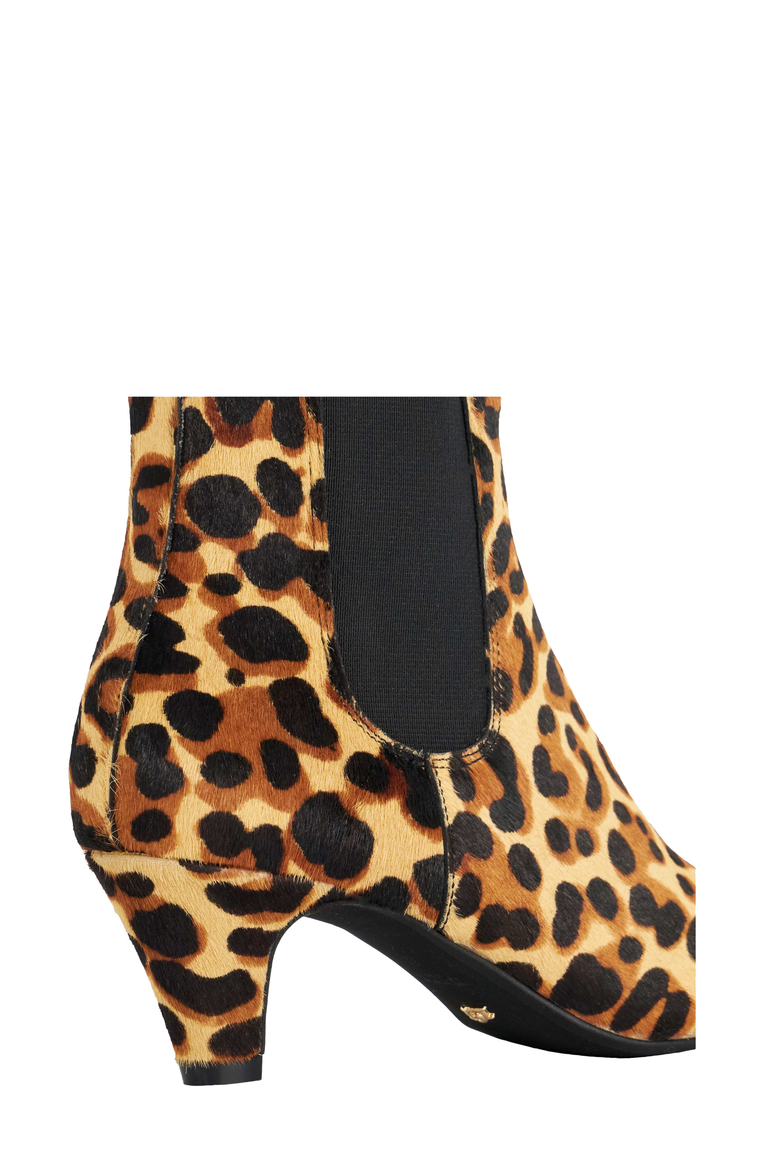 Dune London Obvious Genuine Calf Hair Pointed Toe Chelsea Boot, Alternate, color, Leopard Calf Hair