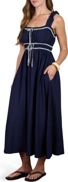 AUGUST SKY Bow Empire Waist Sundress