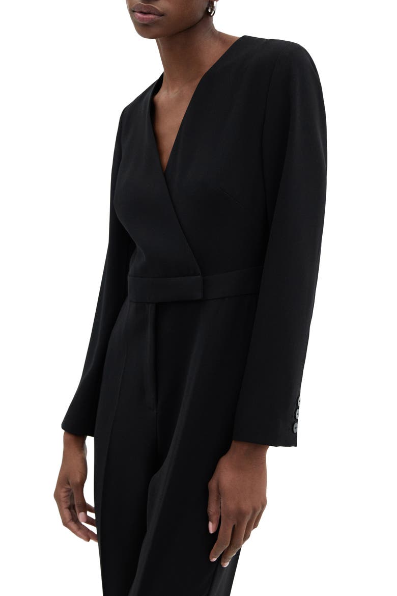 Faux Wrap Jumpsuit, Alternate, color, BLACK