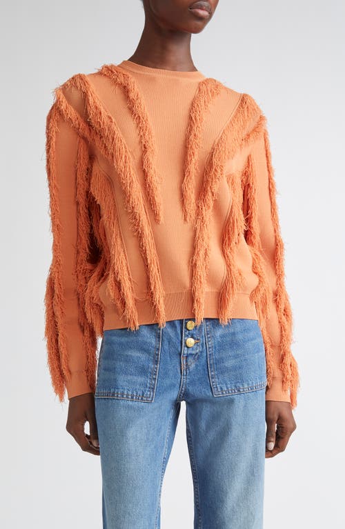 Ulla Johnson Aubree Fringed Sweater In Orange