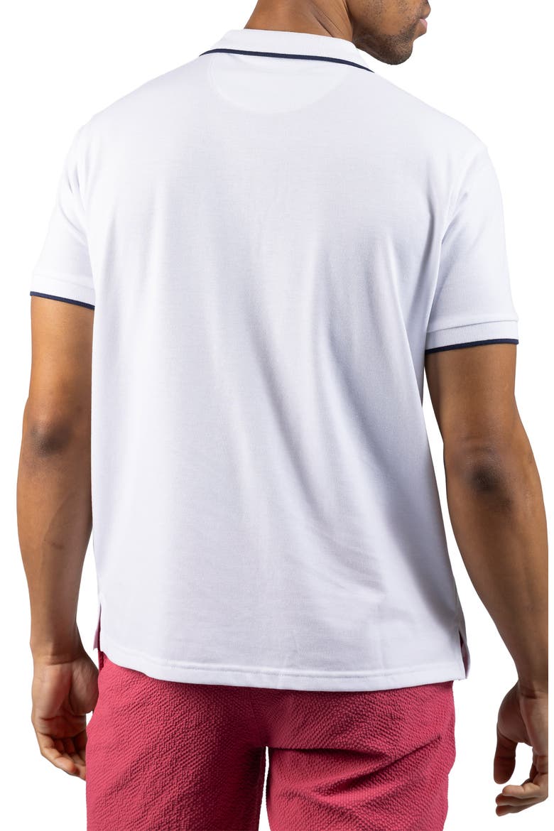 Tipped Piqué Polo, Alternate, color, WHITE