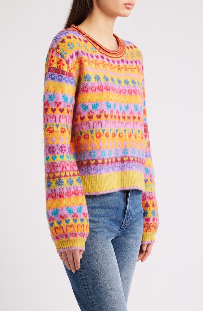 Free People Favorite Things Mixed Print Wool Blend Sweater, Alternate, color, Bright Confetti Combo