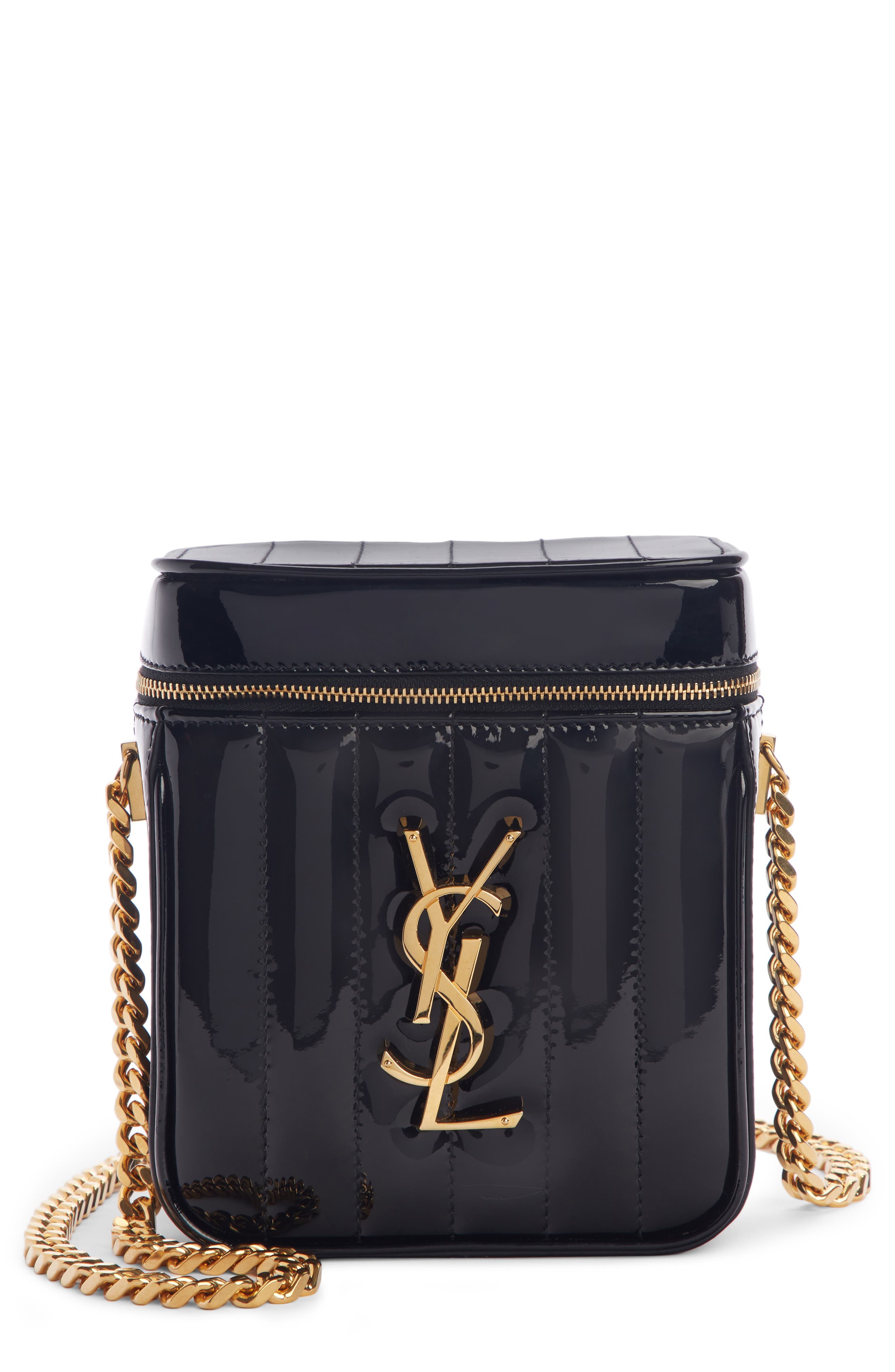 Saint Laurent Vicky Patent Leather Vanity Case Crossbody Bag, Main, color, 