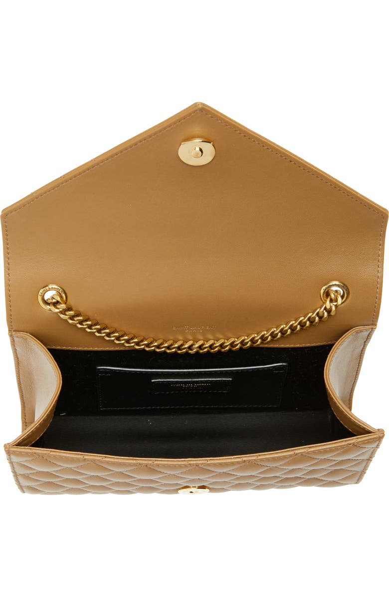Saint Laurent Small Envelope Chain Strap Leather Shoulder Bag, Alternate, color, Dark Cork