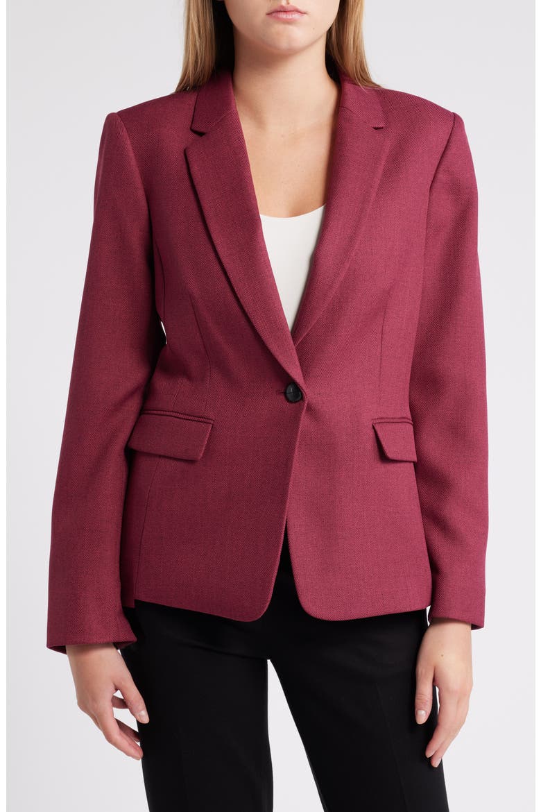 Herringbone One-Button Blazer, Alternate, color, MULBERRY