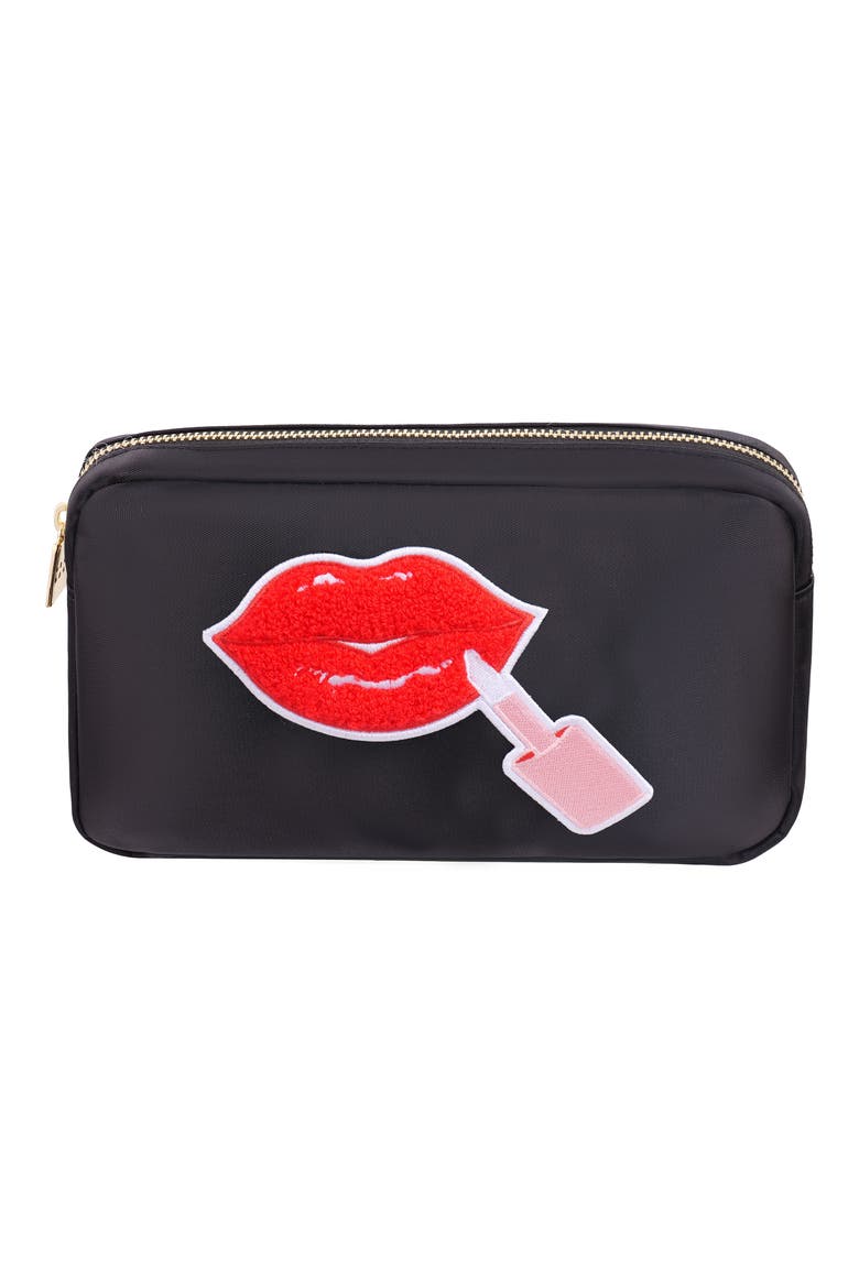 Medium Lipgloss Cosmetics Bag, Main, color, BLACK