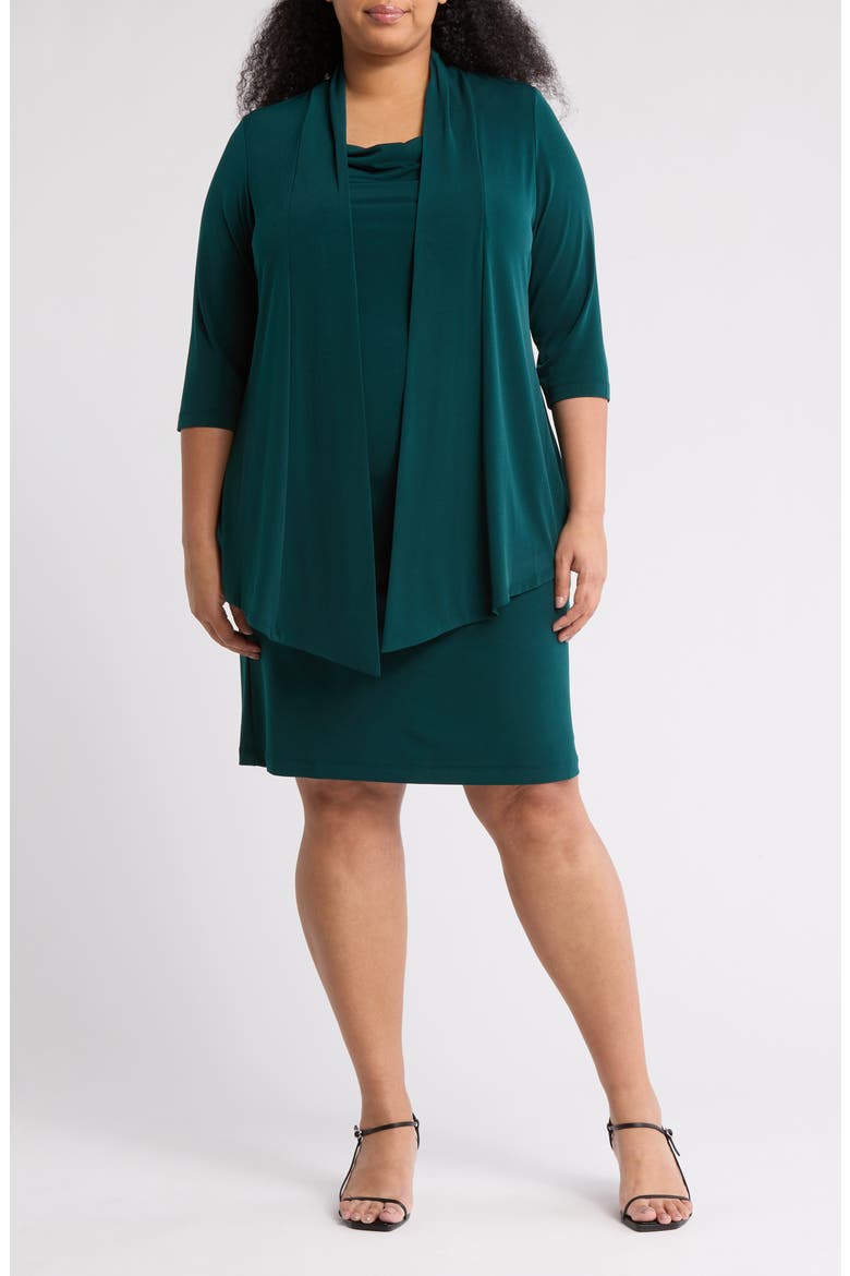 Knit Mock Jacket Dress, Main, color, HUNTER