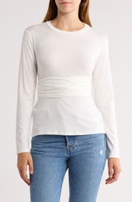 GO COUTURE Tie Front Long Sleeve Knit Top