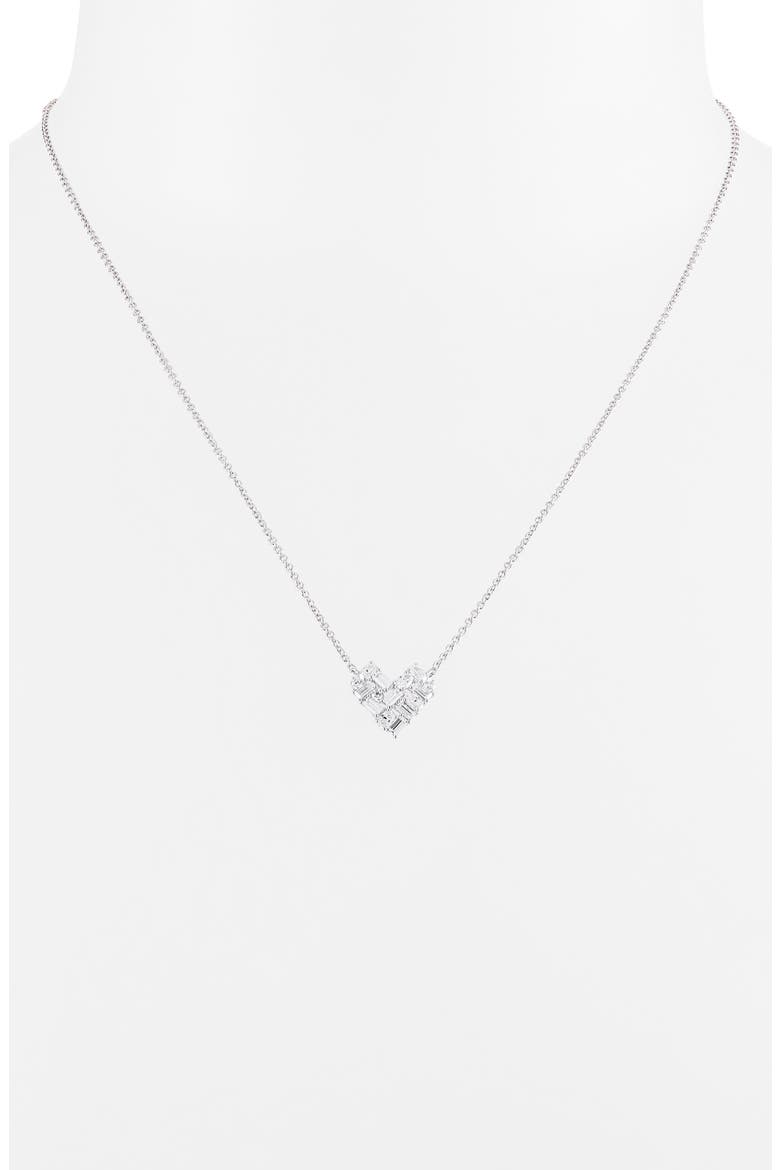 Cluster Heart Pendant Necklace, Main, color, RHODIUM