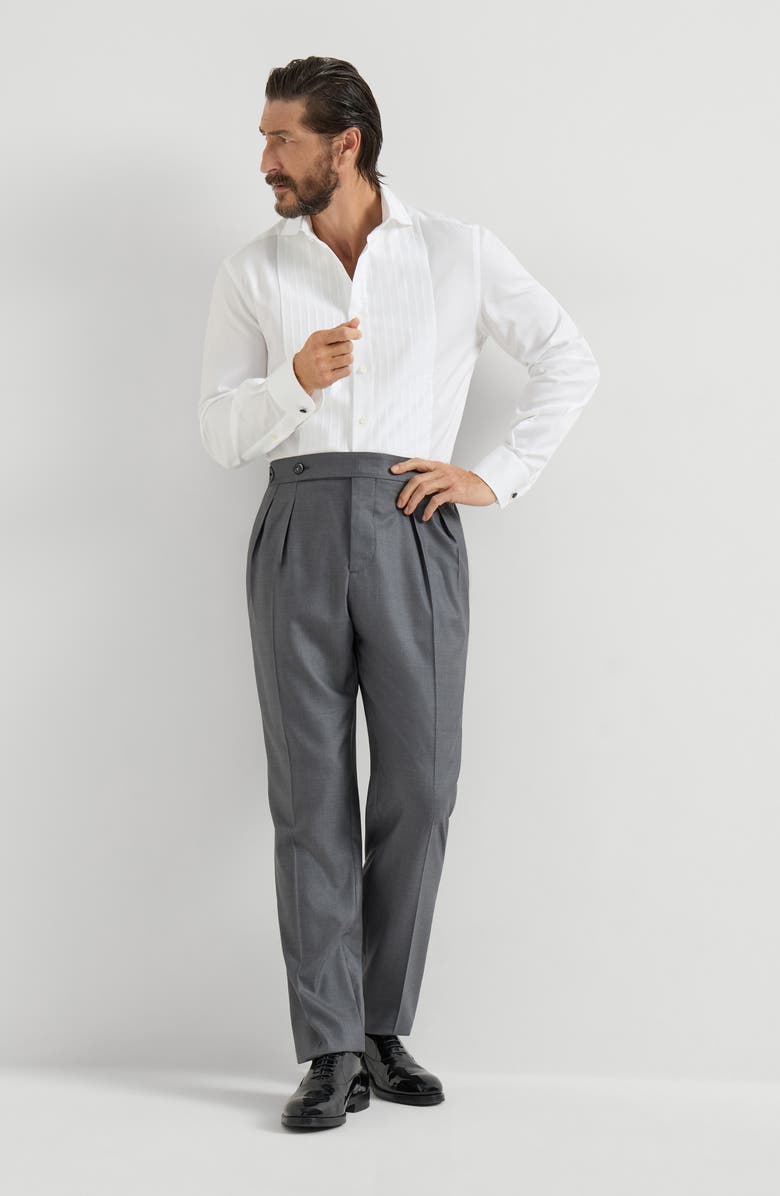 Brunello Cucinelli Tuxedo trousers, Alternate, color, Medium Grey