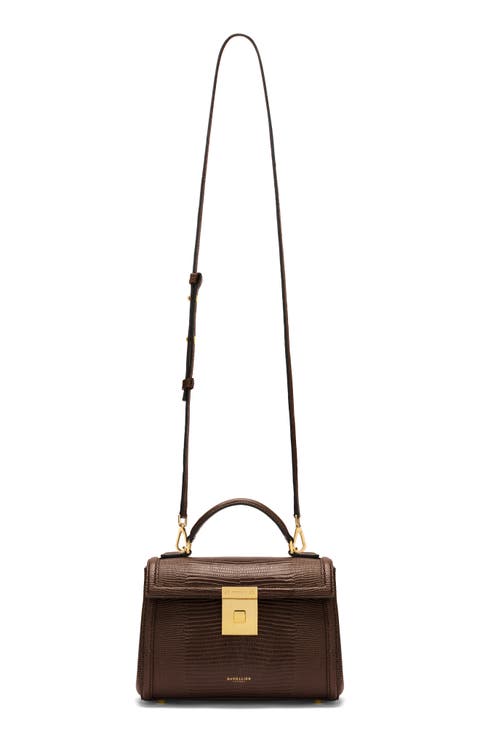 Paris Lizard Embossed Leather Top Handle Bag