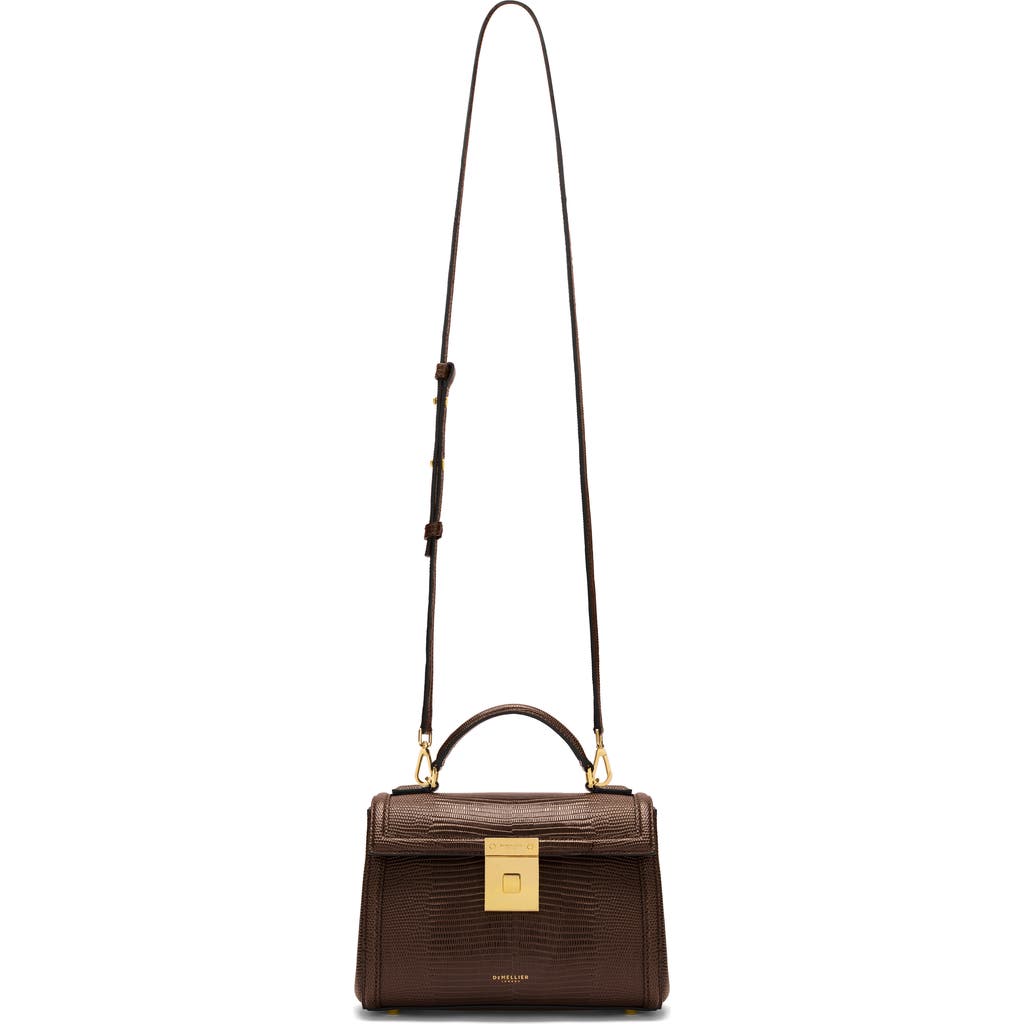 Demellier Paris Lizard Embossed Leather Top Handle Bag In Burgundy