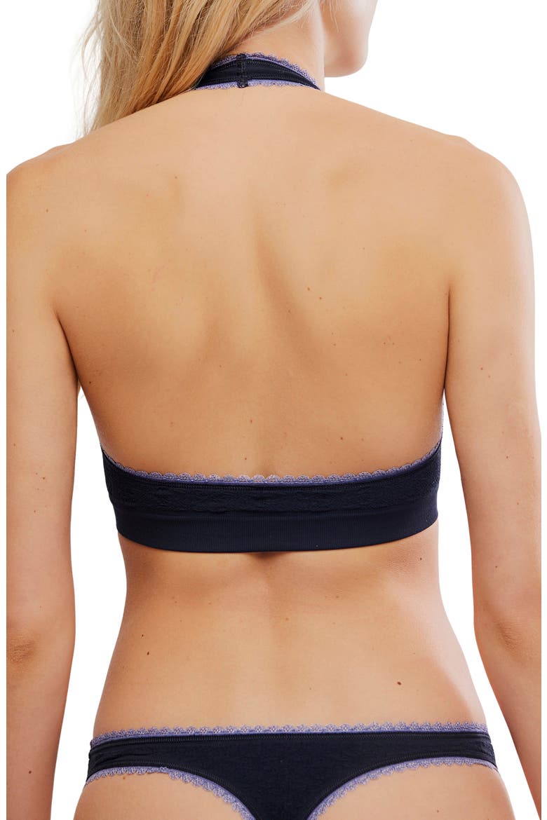 Sweet Point Seamless Halter Bralette, Alternate, color, BLACK COMBO