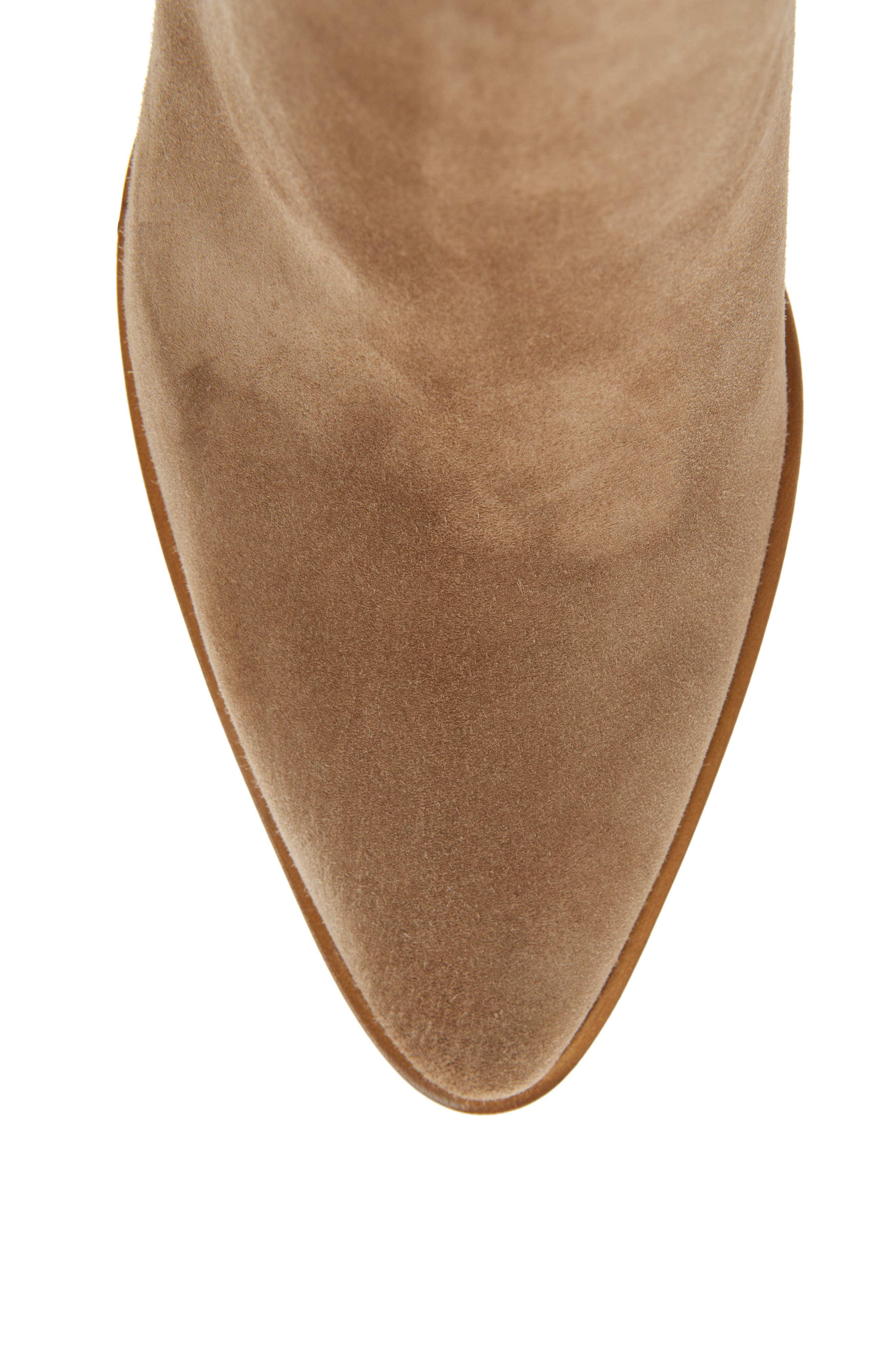 Gianvito Rossi Whipstitch Pointed Toe Bootie, Alternate, color, Camel