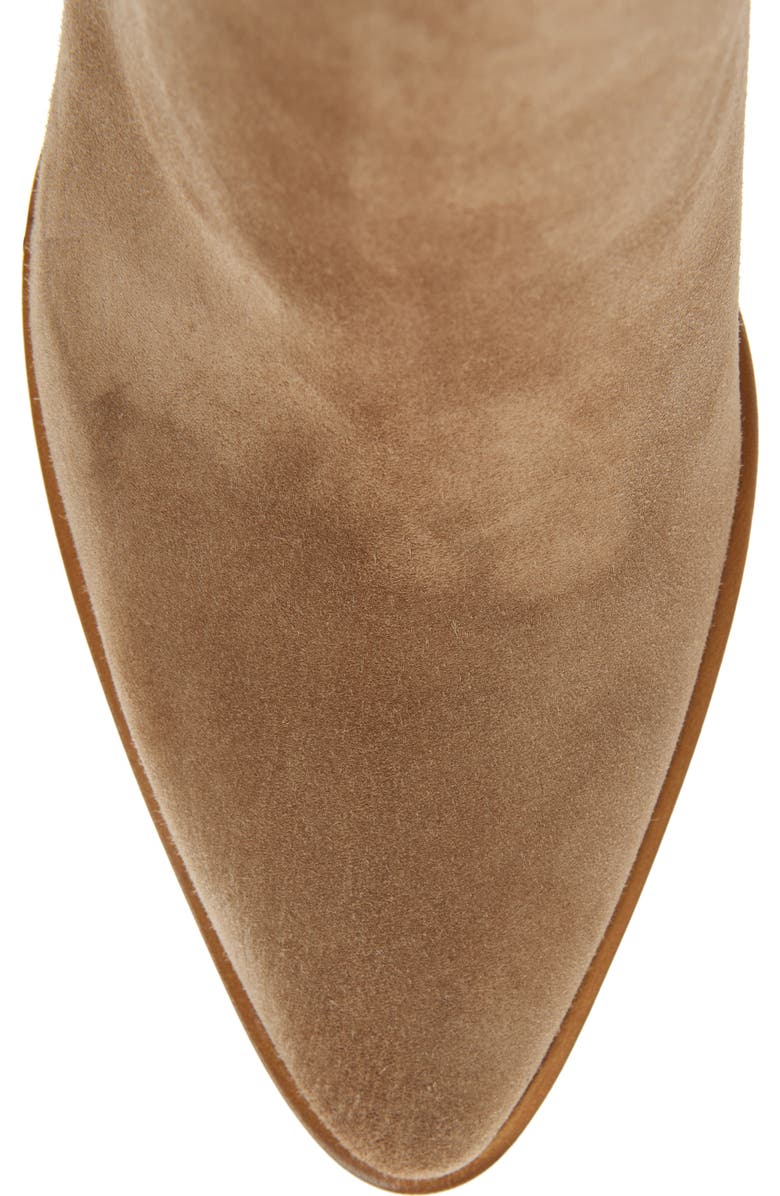 Gianvito Rossi Whipstitch Pointed Toe Bootie, Alternate, color, Camel