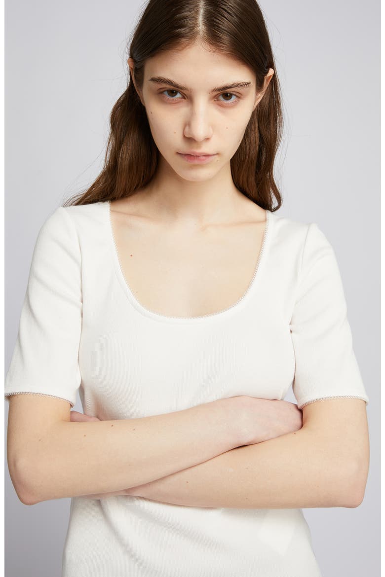 Taglio Scoop Neck Top, Alternate, color, WHITE