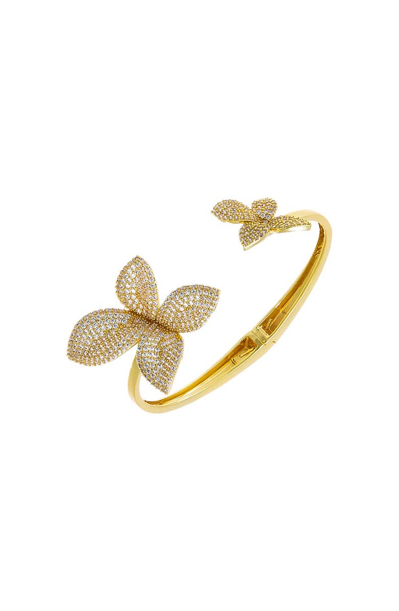 BY ADINA EDEN Pave Double Fancy Flower Open Bangle, Main, color, 