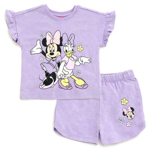 Disney Wash T-Shirt & Shorts Set in Minnie Mouse Purple 