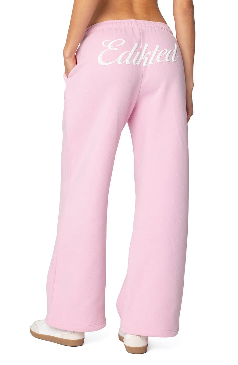 EDIKTED Logo Wide Leg Sweatpants, Alternate, color, Pink