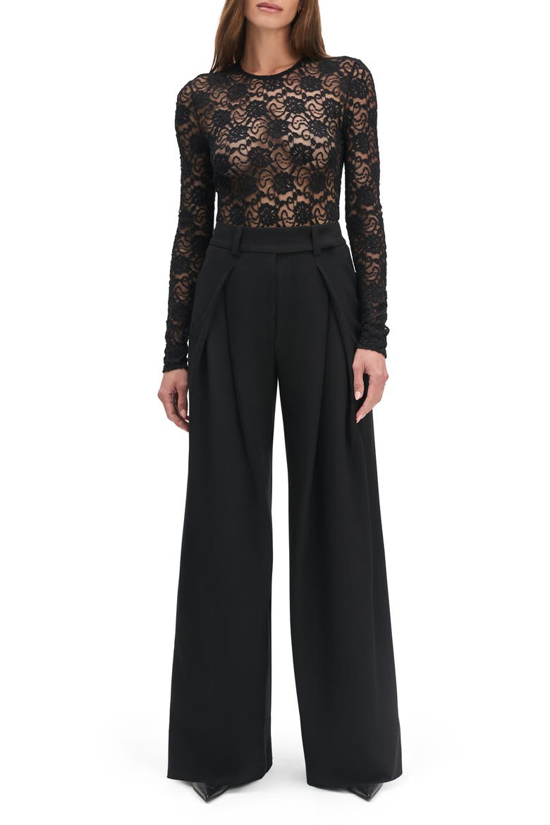 The Heart of a Woman Lace Bodysuit, Main, color, BLACK