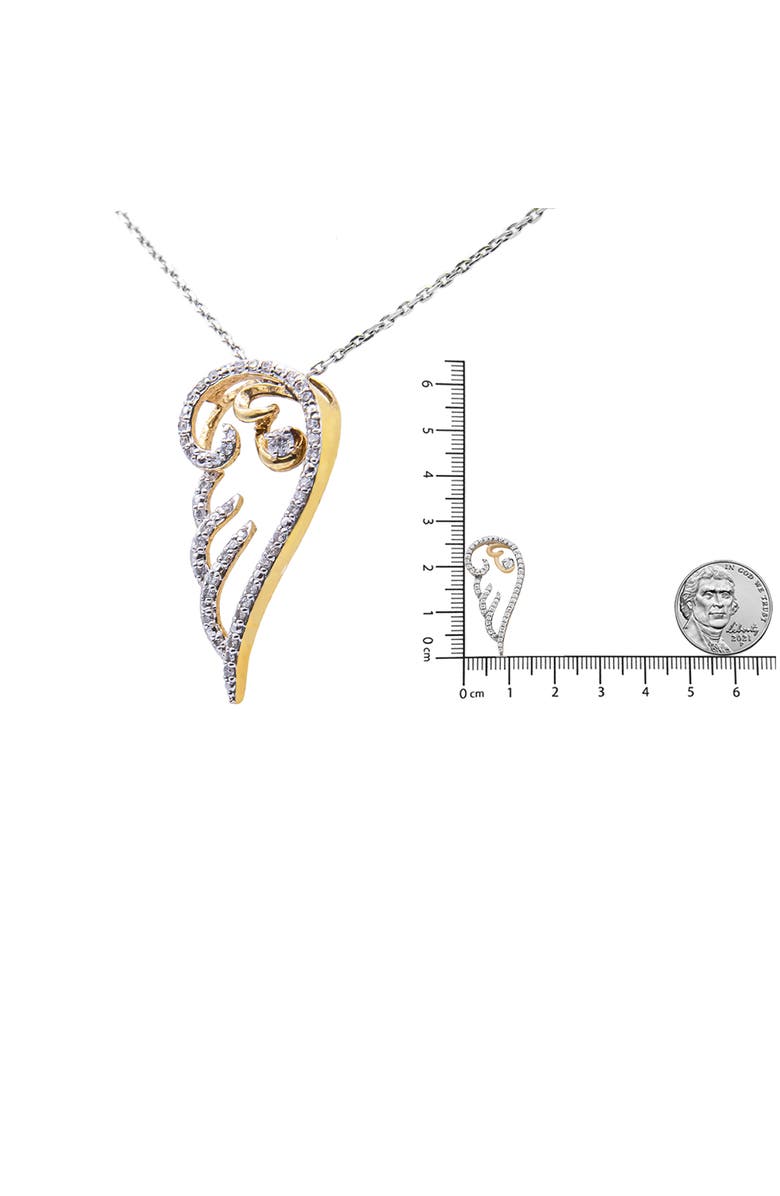 Haus of Brilliance 10K Yellow Gold over Silver 1/4 Cttw Diamond Angel Wing Pendant Necklace, Alternate, color, Yellow