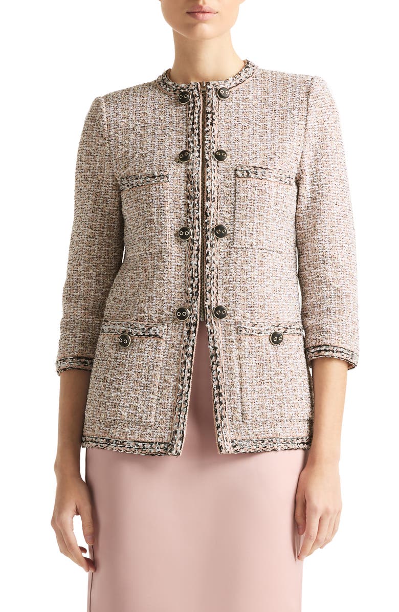 St. John Collection Three-Quarter Sleeve Tweed Jacket, Main, color, 
