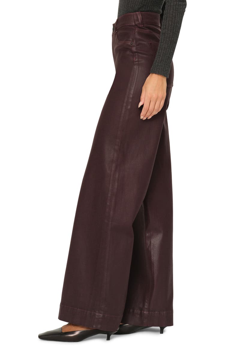 Hepburn Wide Leg High Rise Coated Jeans, Alternate, color, MULBERRY