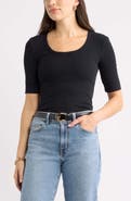 Caslon® Scoop Neck Ribbed T-Shirt