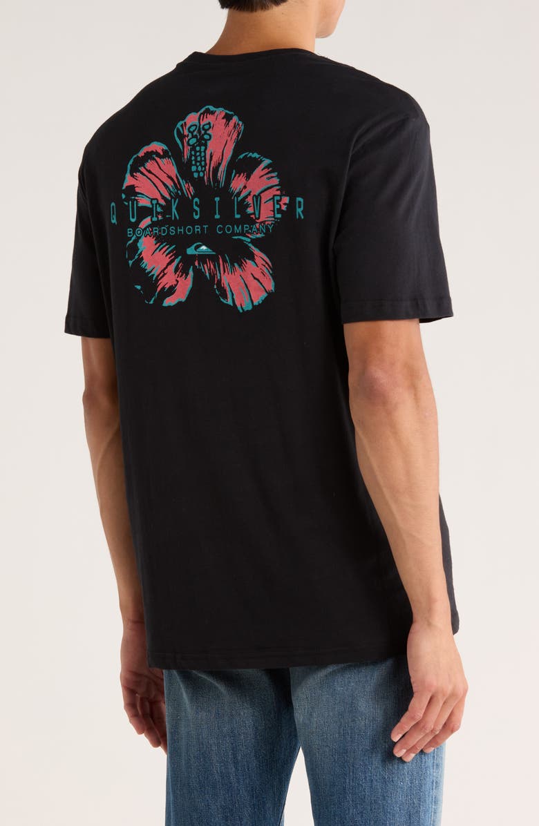 Quiksilver Hibiscus Cotton Graphic T-Shirt, Alternate, color, Black
