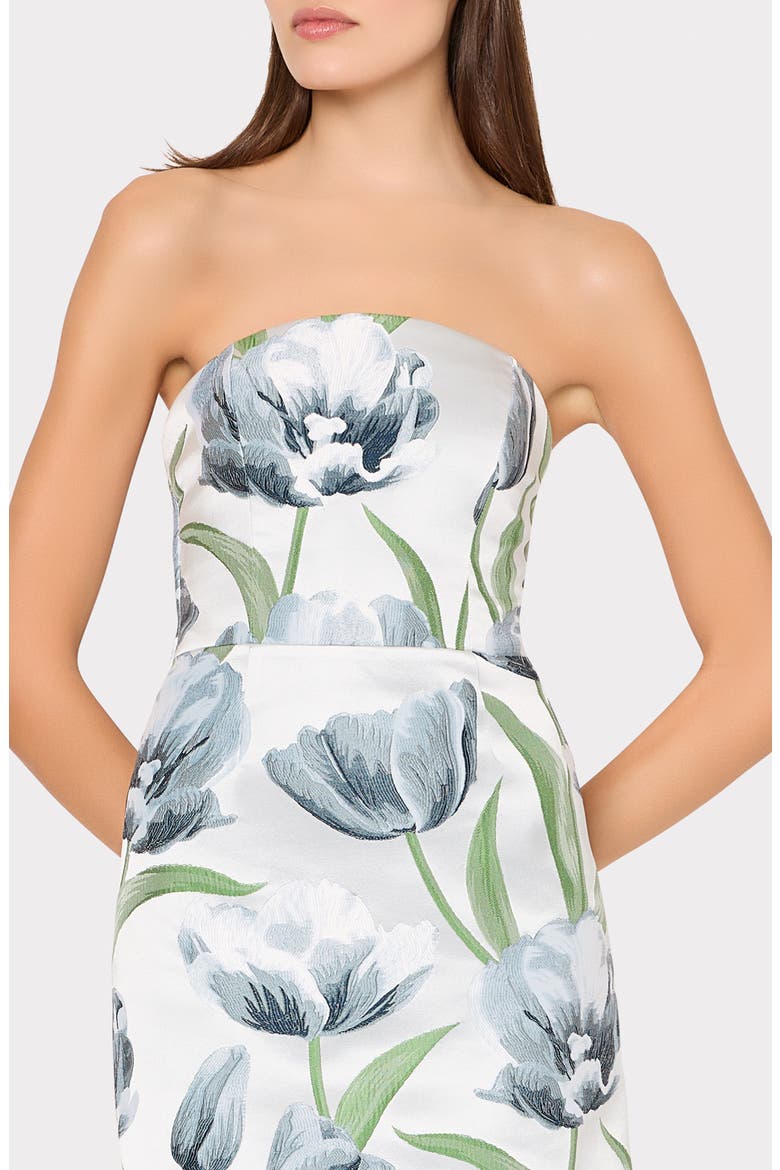 Orion Tulip Jacquard Strapless Gown, Alternate, color, BLUE