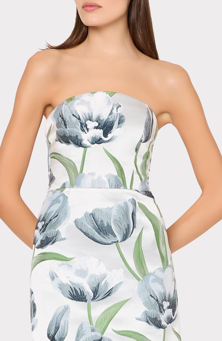 Milly Orion Tulip Jacquard Strapless Gown, Alternate, color, Blue