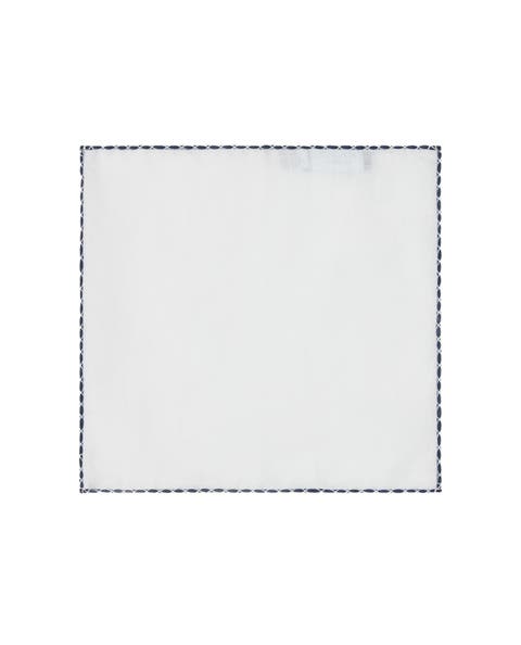 Carlton Linen Cross Stitch Border Pocket Square